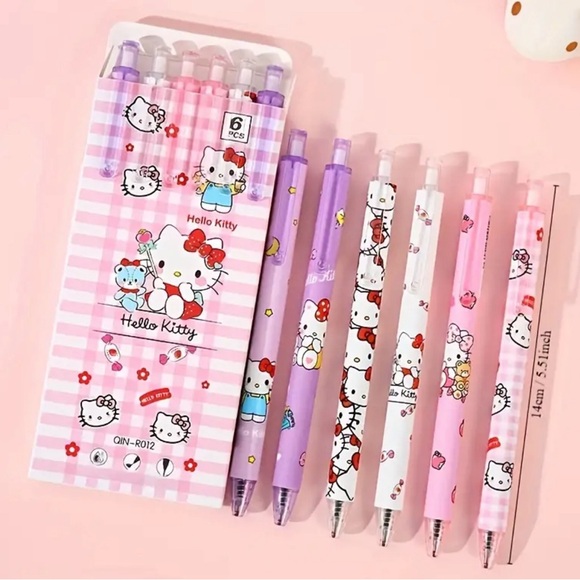 6 pack Hello Kitty Black Ballpoint Pen - Picture 1 of 4